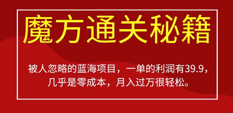 被人忽略的蓝海项目，魔方通关秘籍，一单的利润有39.9，几乎是零成本，月入过万很轻松【揭秘】-瀚海资源库