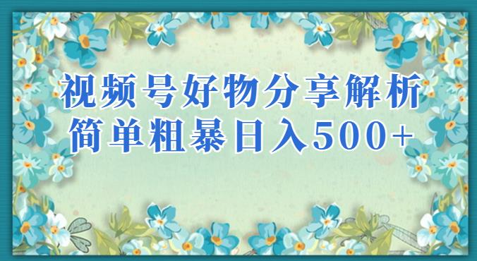 视频号好物分享解析，简单粗暴可以批量方大的项目【揭秘】-瀚海资源库