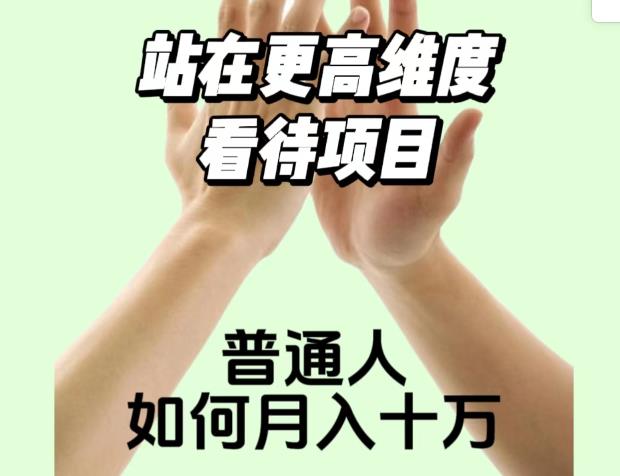 2023最火项目：站在更高维度看待项目，普通人如何月入十万【揭秘】-瀚海资源库