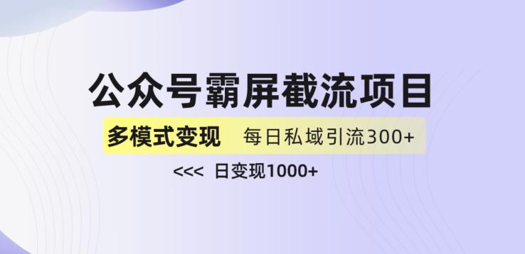 公众号霸屏截流项目+私域多渠道变现玩法，全网首发，日入1000+【揭秘】-瀚海资源库