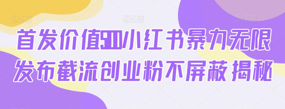 首发价值5100小红书暴力无限发布截流创业粉不屏蔽揭秘-瀚海资源库
