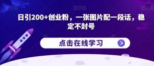 日引200+创业粉，一张图片配一段话，稳定不封号【揭秘】-瀚海资源库