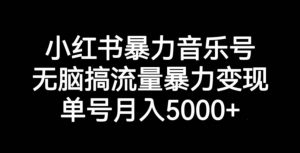 小红书暴力音乐号，无脑搞流量暴力变现，单号月入5000+-瀚海资源库