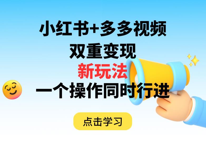 多多视频+小红书，双重变现新玩法，可同时进行【揭秘】-瀚海资源库