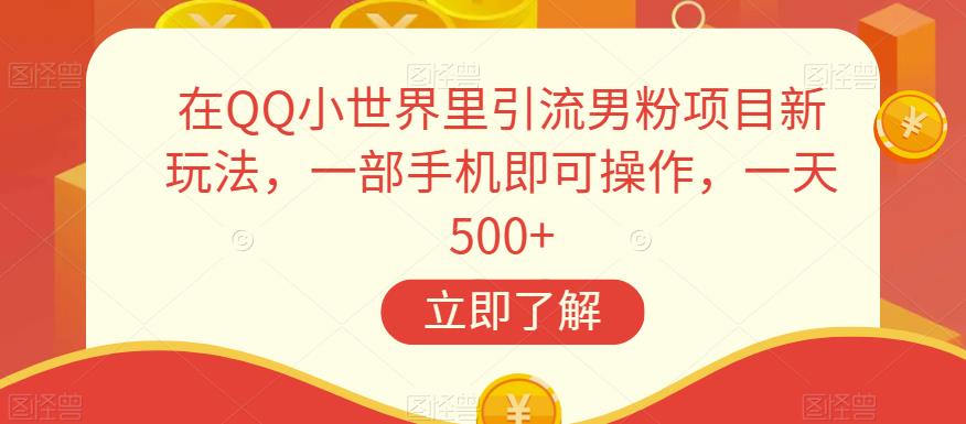 在QQ小世界里引流男粉项目新玩法，一部手机即可操作，一天500+【揭秘】-瀚海资源库