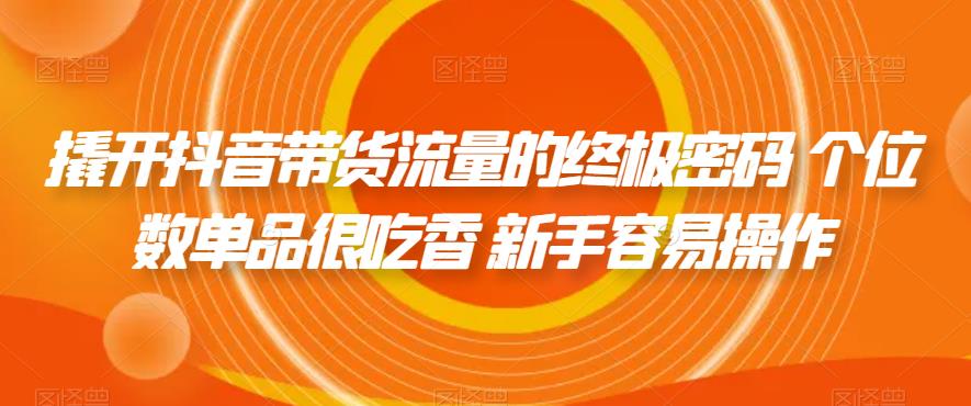 撬开抖音带货流量的终极密码 个位数单品很吃香 新手容易操作-瀚海资源库