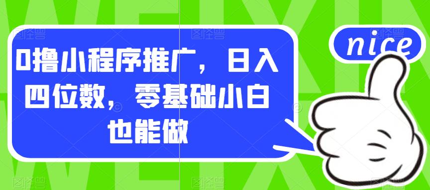 0撸小程序推广，日入四位数，零基础小白也能做【揭秘】-瀚海资源库