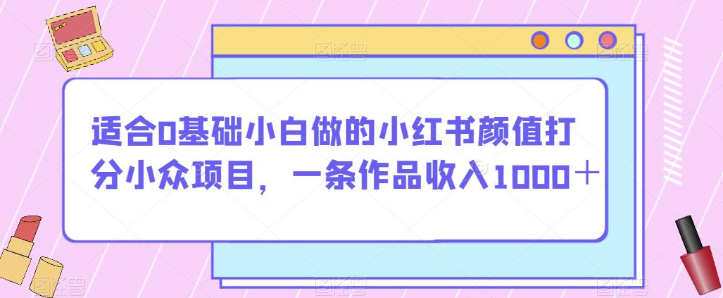 适合0基础小白做的小红书颜值打分小众项目，一条作品收入1000＋【揭秘】-瀚海资源库