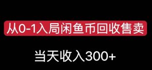 从0-1入局闲鱼币回收售卖，当天变现300，简单无脑【揭秘】-瀚海资源库