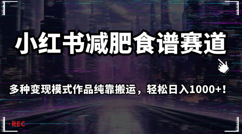 小红书减肥食谱赛道，多种变现模式作品纯靠搬运，轻松日入1000+！【揭秘】-瀚海资源库