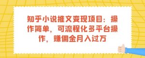 知乎小说推文变现项目：操作简单，可流程化多平台操作，赚佣金月入过万-瀚海资源库