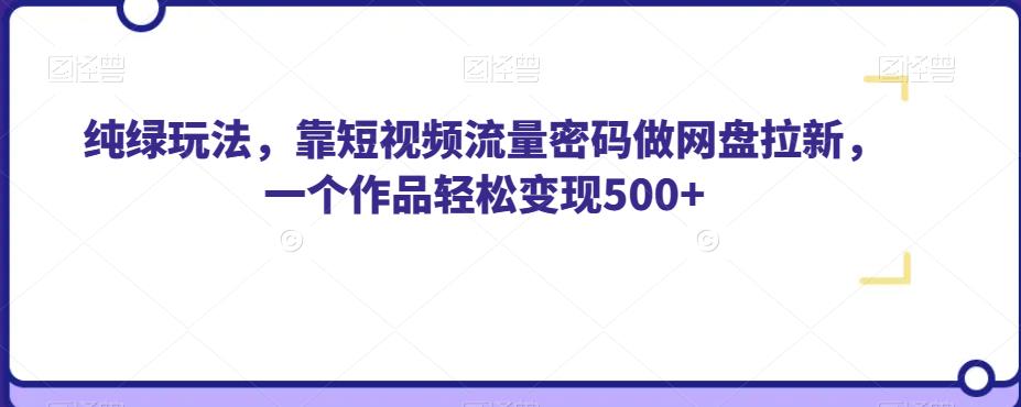 纯绿玩法，靠短视频流量密码做网盘拉新，一个作品轻松变现500+【揭秘】-瀚海资源库