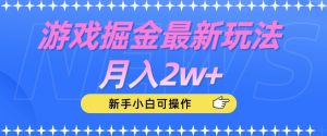 游戏掘金最新玩法月入2w+，新手小白可操作【揭秘】-瀚海资源库