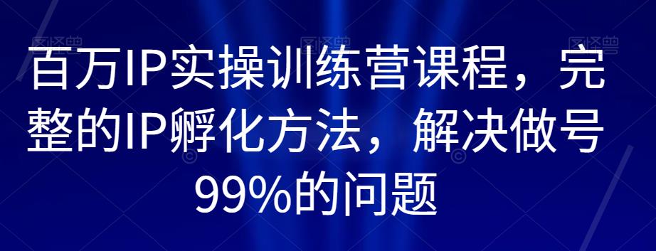 百万IP实操训练营课程，完整的IP孵化方法，解决做号99%的问题-瀚海资源库