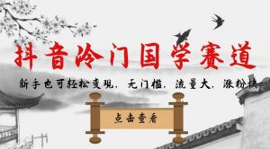 抖音冷门国学赛道，新手也可轻松变现，无门槛，流量大，涨粉快-瀚海资源库