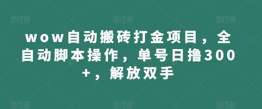 wow自动搬砖打金项目，全自动脚本操作，单号日撸300+，解放双手【揭秘】-瀚海资源库