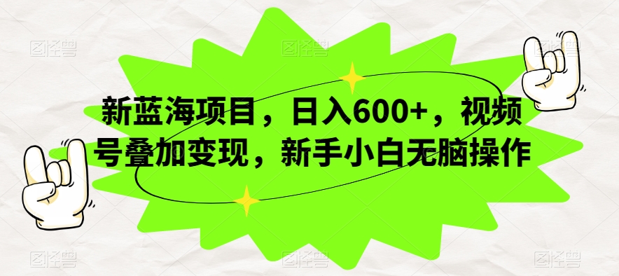 新蓝海项目，日入600+，视频号叠加变现，新手小白无脑操作【揭秘】-瀚海资源库