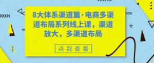 8大体系渠道篇·电商多渠道布局系列线上课，渠道放大，多渠道布局-瀚海资源库