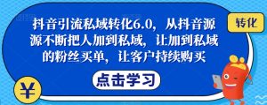 抖音引流私域转化6.0,从抖音源源不断把人加到私域,让加到私域的粉丝买单,让客户持续购买-瀚海资源库