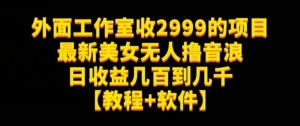 外面工作室收2999的项目最新美女无人撸音浪日收益几百到几千【教程+软件】（仅揭秘）-瀚海资源库