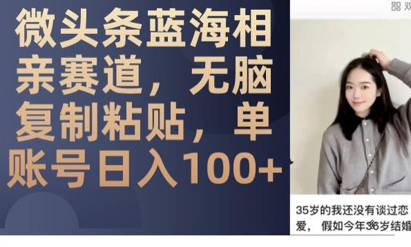 微头条蓝海相亲赛道，无脑复制粘贴，单账号日入100+-瀚海资源库