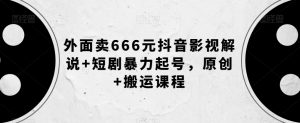 外面卖666元抖音影视解说+短剧暴力起号，原创+搬运课程-瀚海资源库