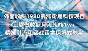 外面收费1980的涨粉黑科技项目,只靠做数据月入就能1w+【揭秘】-瀚海资源库