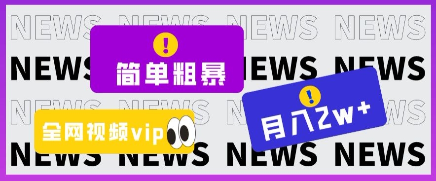 简单粗暴零成本，高回报，全网视频VIP掘金项目，月入2万＋【揭秘】-瀚海资源库