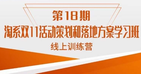南掌柜·淘系双11活动策划和落地方案线上课18期-瀚海资源库