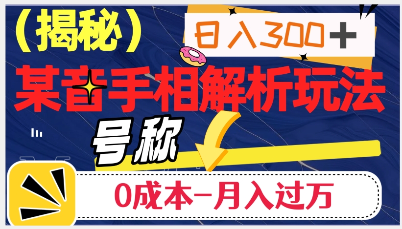 日入300+的，抖音手相解析玩法，号称0成本月入过万（揭秘）-瀚海资源库