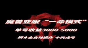 魔兽亚服一命模式，10天成号-单号3千-5千，脚本全自动操作，保姆级教学【揭秘】-瀚海资源库