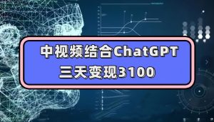 中视频结合ChatGPT，三天变现3100，人人可做玩法思路实操教学【揭秘】-瀚海资源库