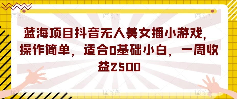 蓝海项目抖音无人美女播小游戏，操作简单，适合0基础小白，一周收益2500【揭秘】-瀚海资源库