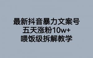 最新抖音暴力文案号，五天涨粉10w+，喂饭级拆解教学-瀚海资源库