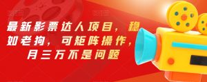 最新影票达人项目，稳如老狗，可矩阵操作，月三万不是问题【揭秘】-瀚海资源库