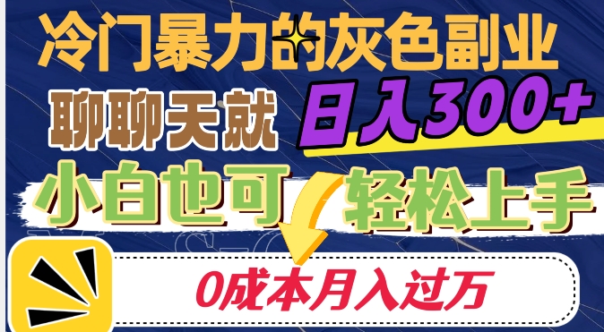 冷门暴利的副业项目，聊聊天就能日入300+，0成本月入过万【揭秘】-瀚海资源库