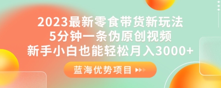 2023最新零食带货新玩法，5分钟一条伪原创视频，新手小白也能轻松月入3000+【揭秘】-瀚海资源库