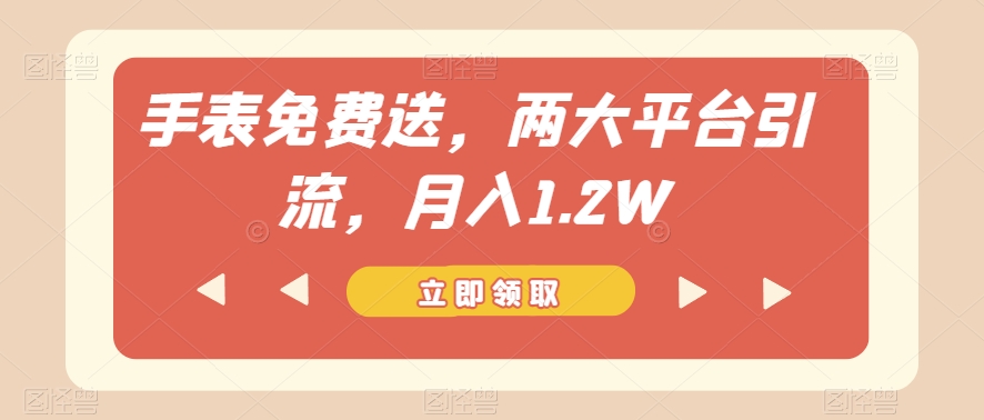 手表免费送，两大平台引流，月入1.2W【揭秘】-瀚海资源库