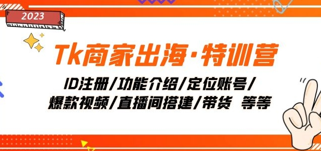 Tk商家出海·特训营：ID注册/功能介绍/定位账号/爆款视频/直播间搭建/带货-瀚海资源库