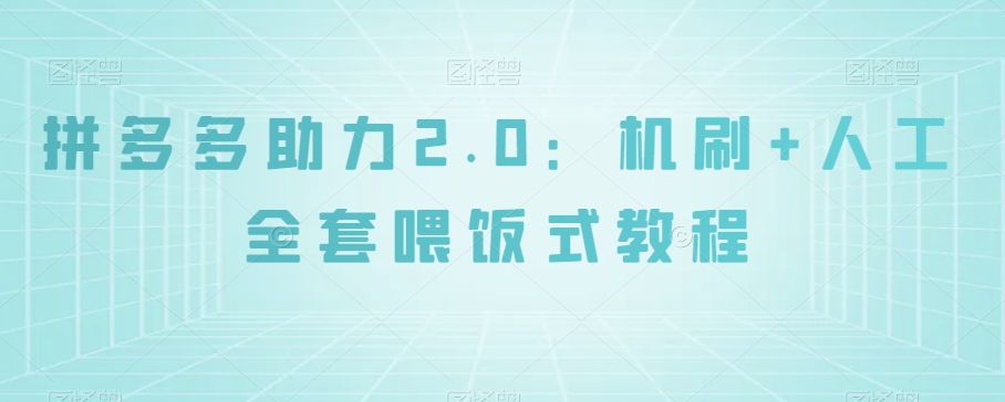拼多多助力2.0：机刷+人工全套喂饭式教程【揭秘】-瀚海资源库