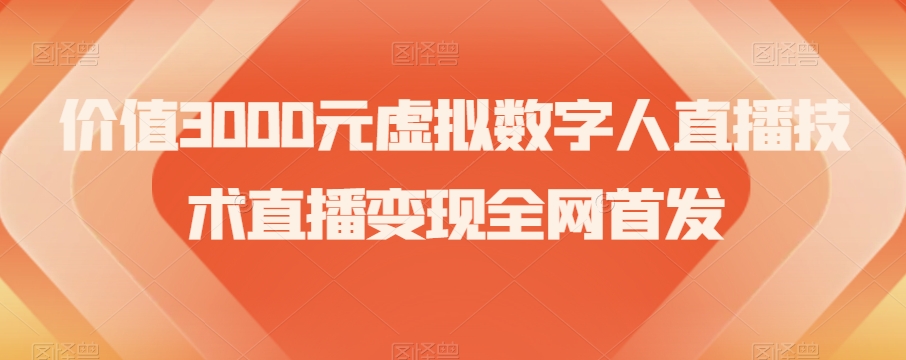 价值3000元虚拟数字人直播技术直播变现全网首发【揭秘】-瀚海资源库