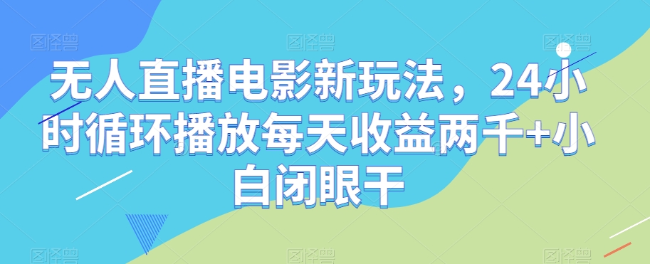 无人直播电影新玩法，24小时循环播放每天收益两千+小白闭眼干【揭秘】-瀚海资源库