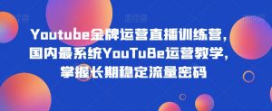 Youtube金牌运营直播训练营,国内最系统YouTuBe运营教学,掌握长期稳定流量密码-瀚海资源库