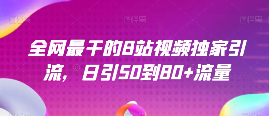 全网最干的B站视频独家引流，日引50到80+流量【揭秘】-瀚海资源库