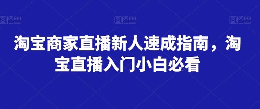 淘宝商家直播新人速成指南，淘宝直播入门小白必看-瀚海资源库