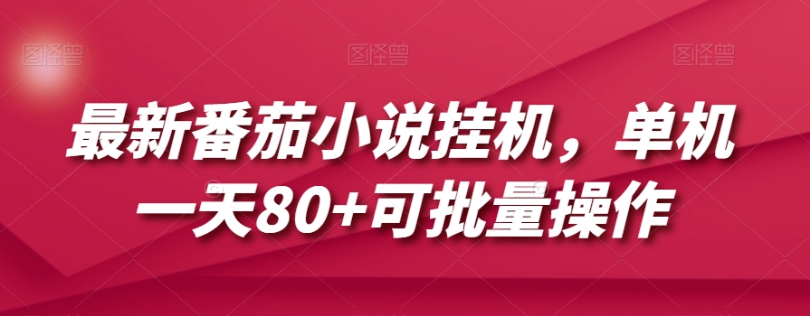 最新番茄小说挂机，单机一天80+可批量操作【揭秘】-瀚海资源库