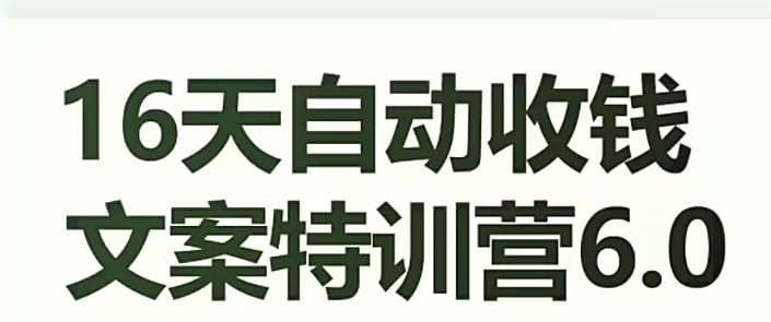 16天自动收钱文案特训营6.0，学会儿每天自动咔咔收钱-瀚海资源库