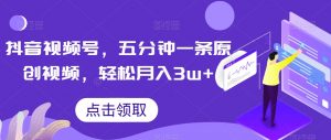抖音视频号，五分钟一条原创视频，轻松月入3w+【独家秘诀，传授赚钱方法】【揭秘】-瀚海资源库