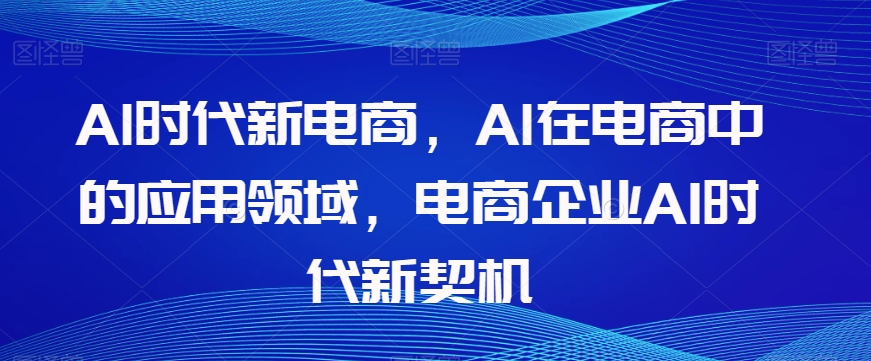 Al时代新电商，Al在电商中的应用领域，电商企业AI时代新契机-瀚海资源库