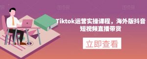 Tiktok运营实操课程,海外版抖音短视频直播带货-瀚海资源库